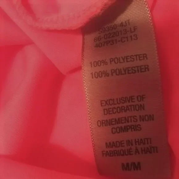 Champion Hot Pink Neon Fitted Muscle Tee Rounded Hem Polyester Top SZ M - Picture 2 of 7